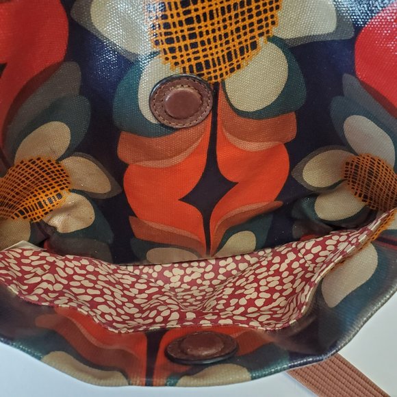 FOSSIL KEY-PER Floral Retro Coated Canvas 10''X10''  Crossbody Purse Bag. - Picture 9 of 11